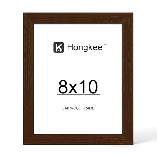 Hongkee 8x10 Oak Wood Picture Frame with Glass Front - Walnut