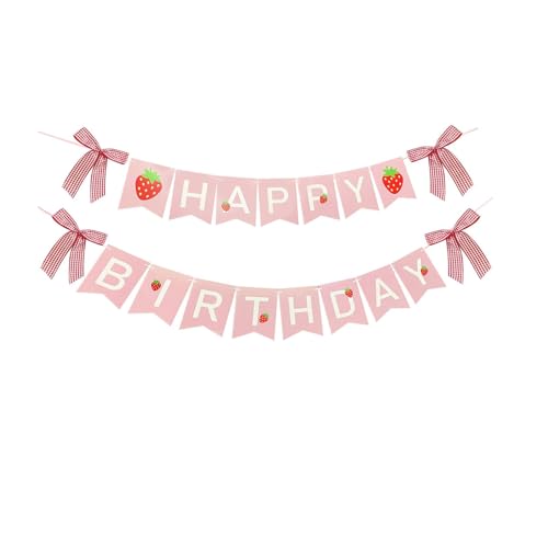 Strawberry Birthday Banner - Reusable Happy Birthday Garland