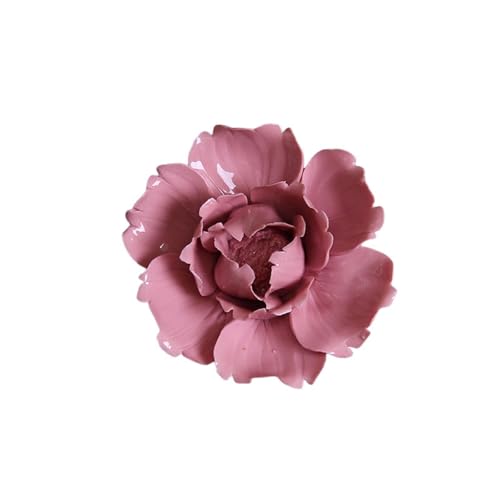 Handmade 3D Pink Flower Ceramic Wall Art for Home Decor
