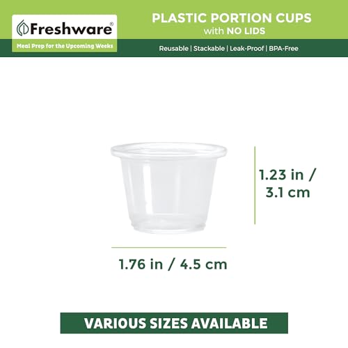 Freshware 1 Ounce Plastic Portion Cups - 250 Count for Meal Prep & Sauces