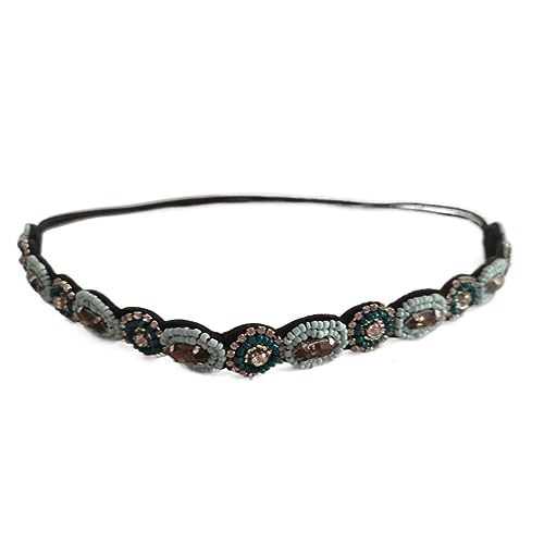 Blue Rhinestone Beaded Headband - Elegant Hair Accessory for Women & Brides