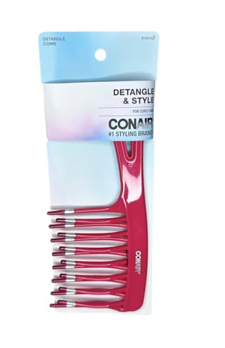 Conair Detangling Comb Pack of 3 – Wide-Tooth Hair Styling Comb for Thick, Curly Hair