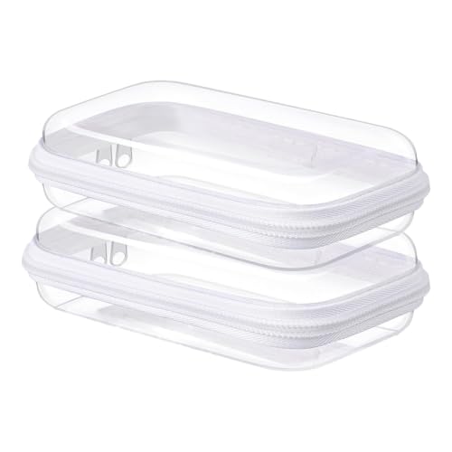 NovaHF 2-Pack Clear Hard Plastic Zipper Storage Cases - 7.87x4.72 in