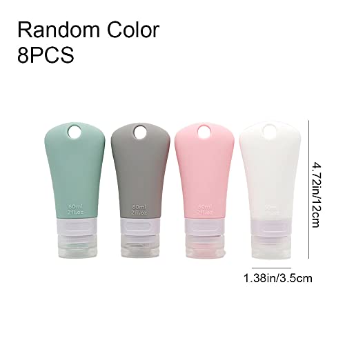 NingMengXYRHZB 4-Pack 60ml Leakproof Silicone Travel Bottles with Carabiner Hooks
