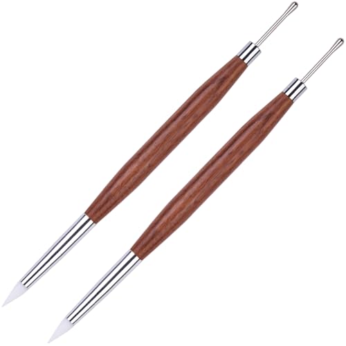 Ycyan 2Pcs Dual-Ended Nail Art Sculpture Pen Set - Silicone & Stainless Steel 3D Gel Picker