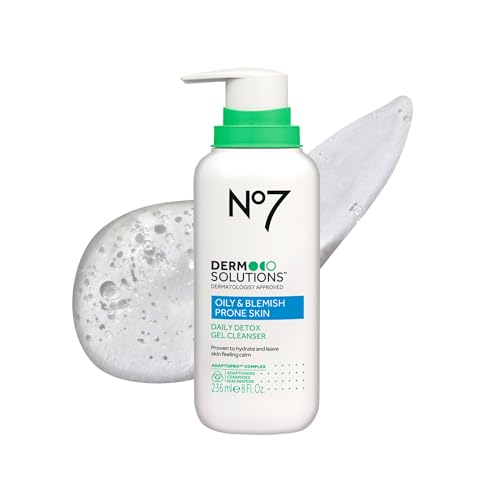 No7 Derm Solutions Daily Detox Foaming Face Wash 8 Fl Oz – Gentle Hydrating Cleanser for Sensitive & Oily Skin