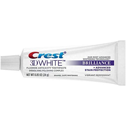 Crest 3D White Brilliance Toothpaste - Vibrant Peppermint, 0.85 oz, Travel Size (Pack of 12)
