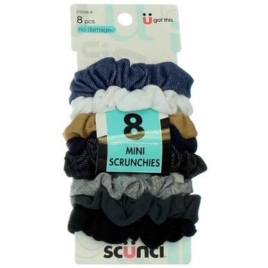 Scunci Mini Scrunchies - 8 Count Ouchless Denim Hair Elastics
