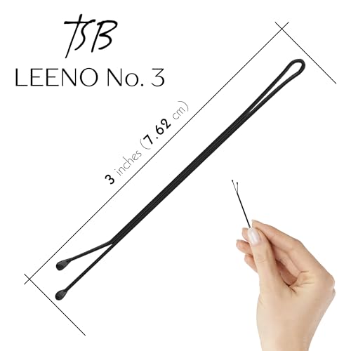 TSB Leeno No.3 Black Bob Pins Set of 30 - 3 Inch Firm Hold Hair Pins