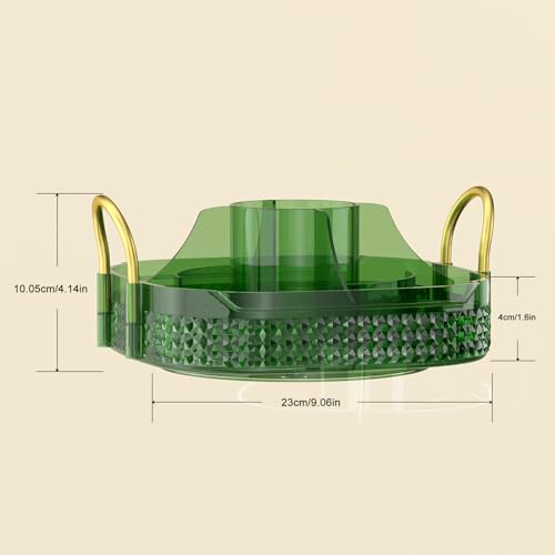 Green 1-Tier Rotating Makeup Organizer with Brush Holder