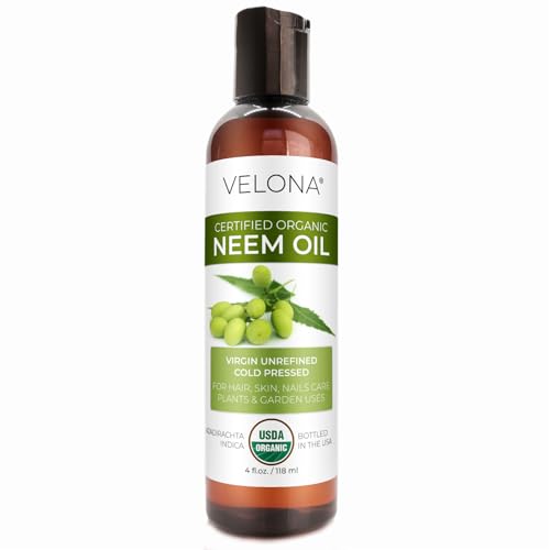 Velona USDA Organic Neem Oil 4oz Cold Pressed Virgin Unrefined Skin & Garden Oil