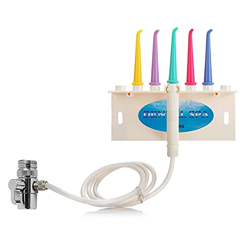 Water Dental Flosser for Family Use with 5 Color Jet Tips - Faucet & Shower Attachments