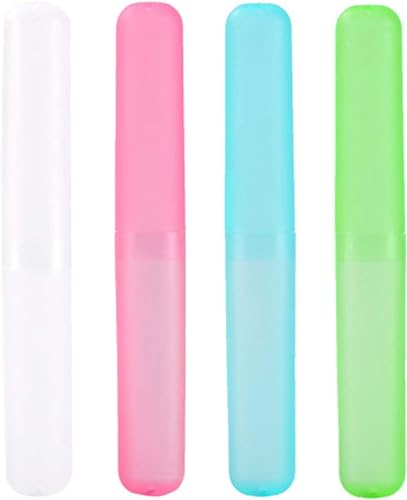 4 Pack Portable Travel Toothbrush Cases - BPA-Free Plastic Holders