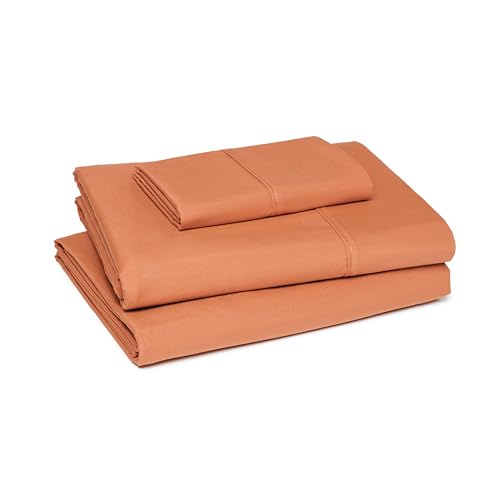 Amazon Basics Twin Bed Sheet Set - Soft Microfiber, Brick Color