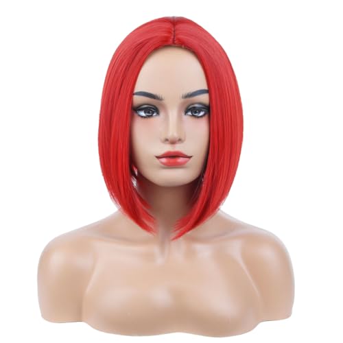 Ufindcos Red Short Straight Bob Wig - Heat Resistant Synthetic Hair