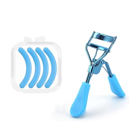 Blue Eyelash Curlers for Women with 4 Replacement Pads - Easy to Use & Gentle