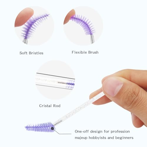 Disposable Mascara Wands Set with Diamond Keychain Tubes - 48 Pieces