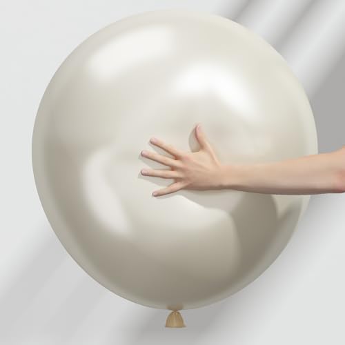 18-Inch Pearl White Sand Balloons - 12 PCS Extra Large Latex for Weddings & Parties