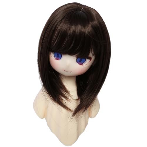 Short Dark Brown Wig for 8-9 Inch Head Dolls - BJD MSD Pullip