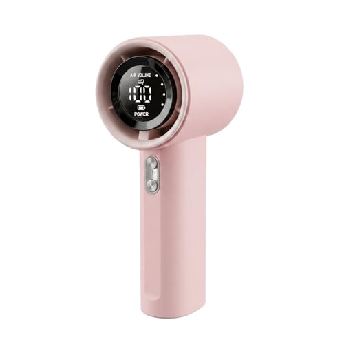 Berrtinfn Portable Handheld Fan - Rechargeable Turbo Fan for Travel, 5 Speed Air, Compact & Lightweight - Pink