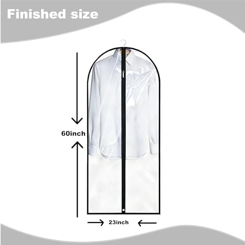 60'' Garment Bags for Gowns - 2 Pack Clear Suit Covers
