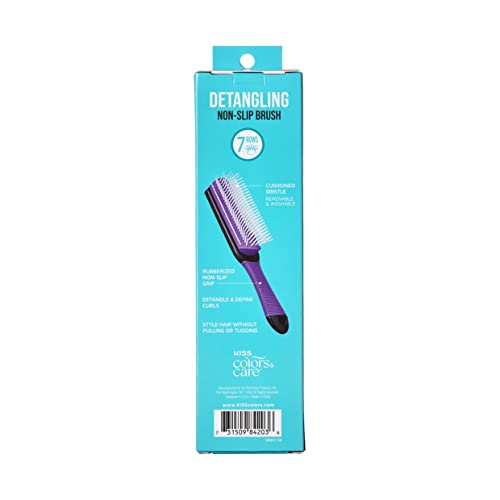 KISS Colors & Care 7-Row Detangling Hair Brush - Non-Slip Grip