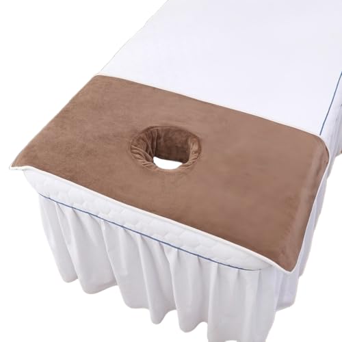 Premium Fitted Massage Table Cover with Face Cradle Hole - Brown