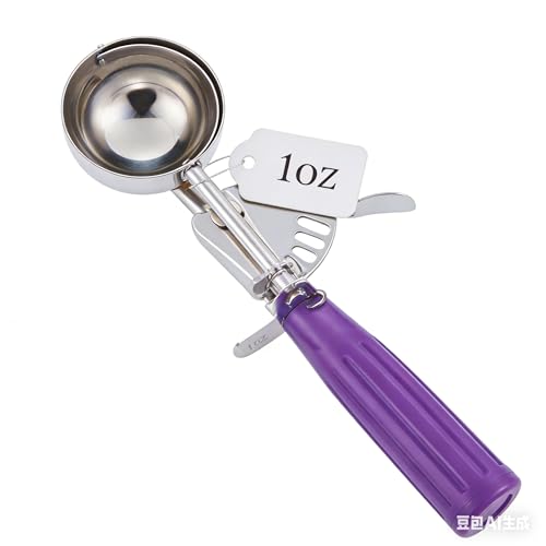 Stainless Steel Cookie Scoop with Purple Handle - 1oz Portion Control