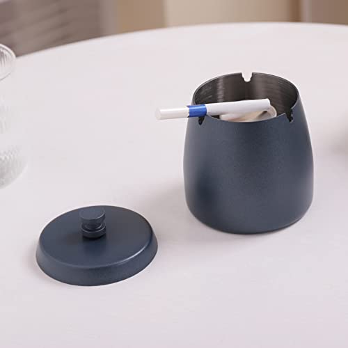 Stainless Steel Ashtray with Lid - Smokeless & Windproof