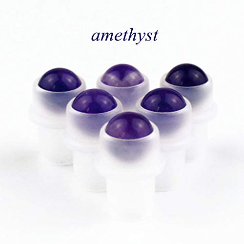 Amethyst Crystal Roll-On Bottles 10ml Pack of 5 for Essential Oils & Perfume