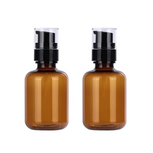 2-Pack 120ml Amber Plastic Lotion Bottles with Pump Travel Refill Containers