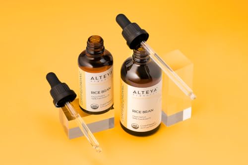 Alteya Organic Rice Bran Oil 3.4 Fl Oz | Cold-Pressed Carrier Oil for Face, Body & Hair