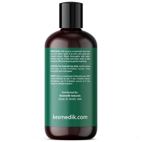 KESMEDIK Tea Tree Oil Body Wash Soap with Peppermint, 8 Fl Oz (Pack of 2) - Deep Cleansing & Refreshing for Feet & Body