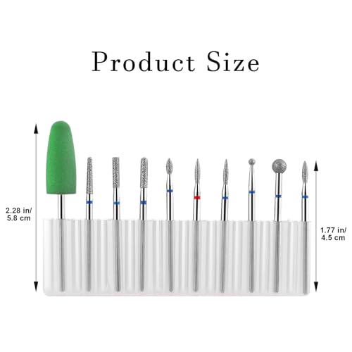 YUXIANLB Silver 10pcs Nail Drill Bits Set for Manicure & Nail Art