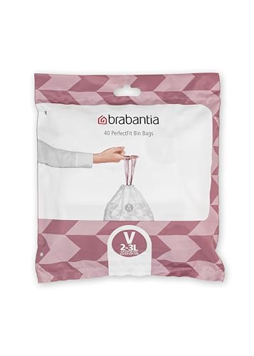 Brabantia PerfectFit Size V Trash Bags - 40 Thick Liners with Drawstring