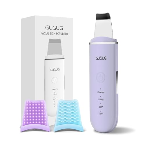 GUGUG Skin Scrubber Spatula - 4-Mode Ultrasonic Facial Pore Cleaner (Purple)