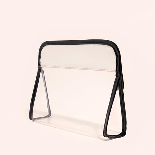 ZOOX Clarity Ivory Medium Toiletry Cosmetic Bag - TSA-Friendly Travel Case with Clear Window
