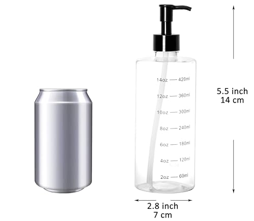 Youngever 5 Pack Clear Cylinder Pump Bottles 16 oz - Refillable