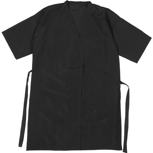 Black Salon Client Gown Robe with Adjustable Tie Waist - Hair Cutting Smock