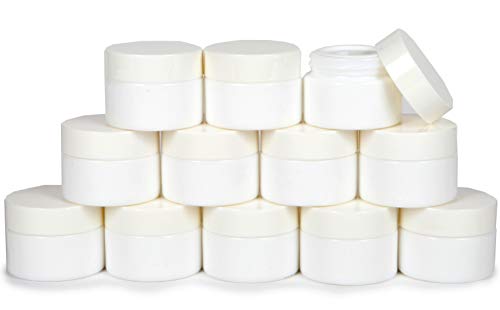 Vivaplex 1 oz Opal White Glass Jars with Lids & Liners - 12 Pack