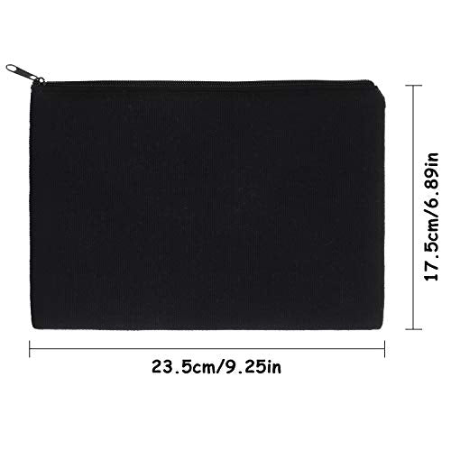 Large 16 Pcs Canvas Zipper Pouches - Beige and Black Pencil Bags