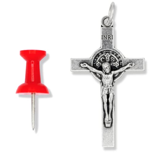 St Benedict Crucifix - Bulk Pack of 5 Silver Oxidized 1.5" Rosary Parts