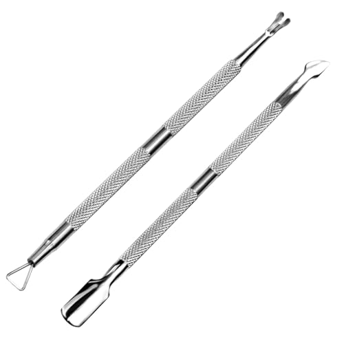 HIFAU 2-Piece Cuticle Pusher and Trimmer Set – Professional Manicure Tools for Fingernail & Toenail