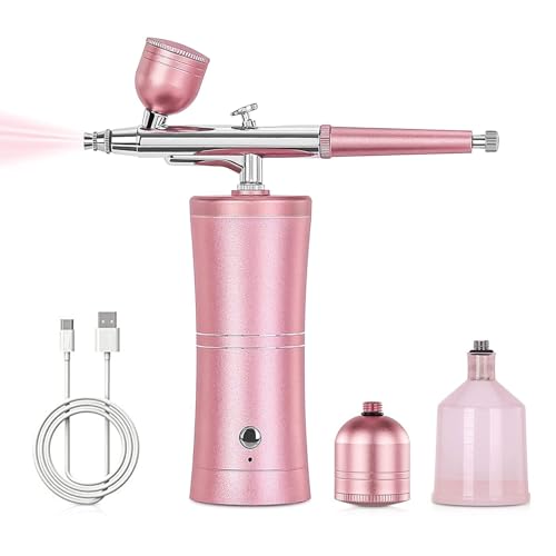 Portable Cordless Airbrush Kit with Compressor - Pink 27PSI Air Brush Gun