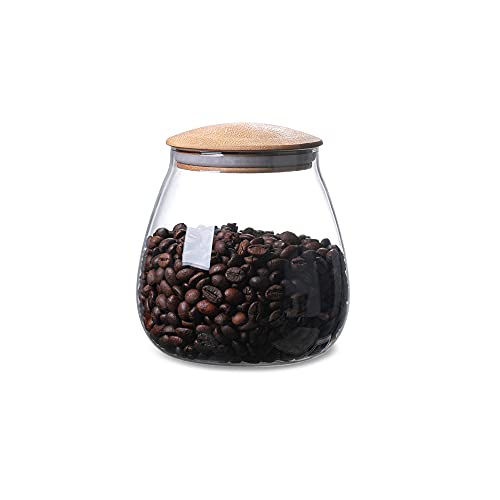 MOLADRI 400 ML Clear Glass Storage Jar with Airtight Bamboo Lid