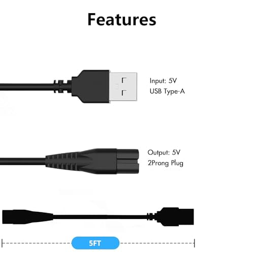 Novah Hair Clipper Charger Cable - 5FT USB Charging Cord