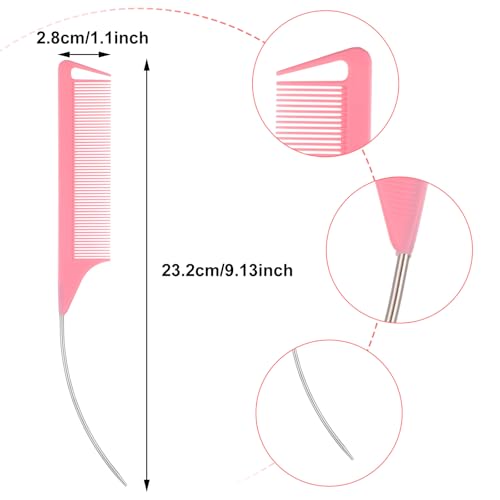 Mabor 3 Pcs Rat Tail Combs for Hair Styling - Curved Fine Tooth