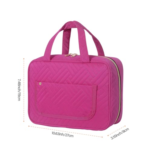 LANDFOBO Hanging Toiletry Bag for Travel, 4-Compartment Organizer, Rose Red