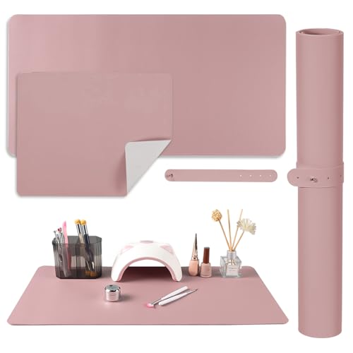 2PCS Nail Art Table Mat with Microfiber Leather, Non-Slip, Waterproof, Professional Manicure Desk Pad