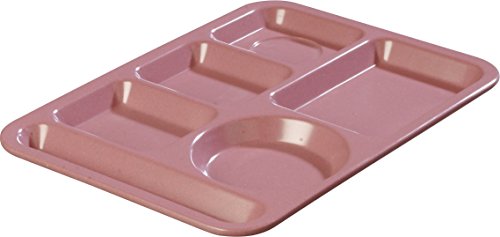 Left-Handed Carlisle Meal Tray with 6 Compartments - Rose Granite, 14 x 10 Inches